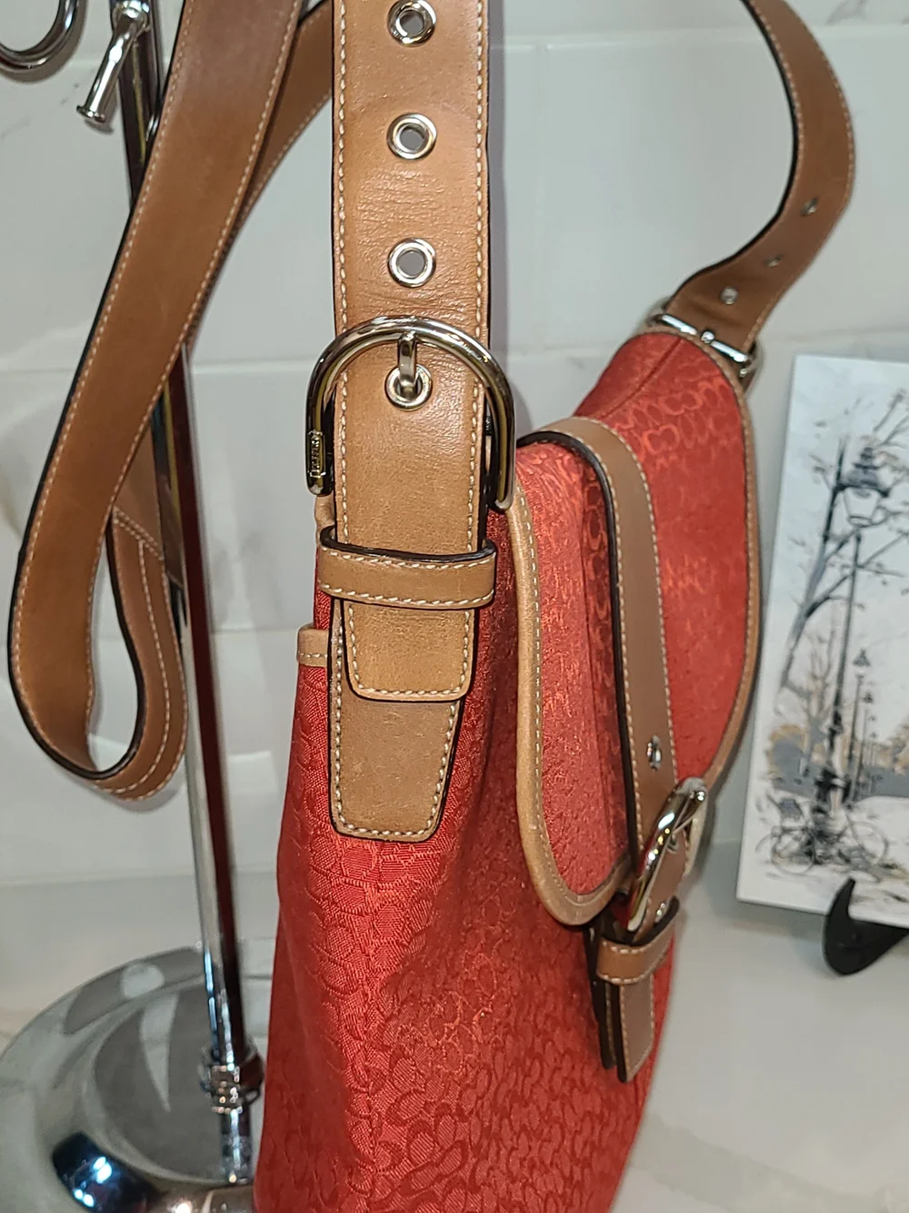 Coach Vintage Soho Red Brown Mini Cs 2003 Y2K Vintage F3K-6376 EUC